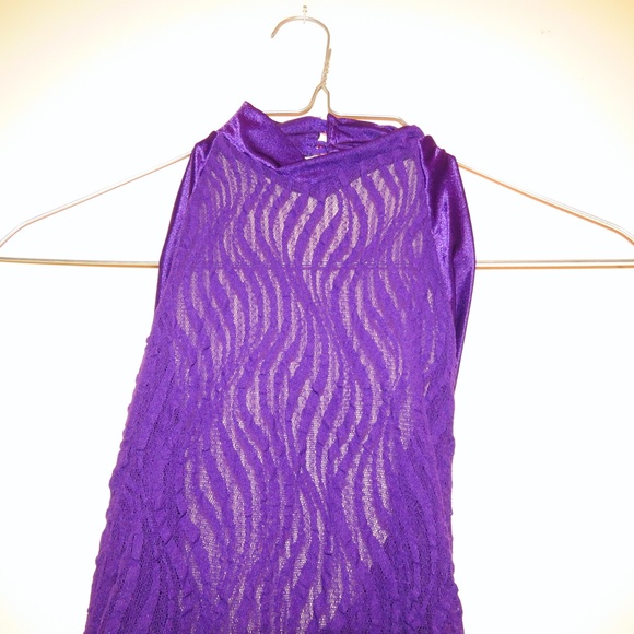 Shirley of Hollywood Purple Stretchy Halter Teddy M - Picture 2 of 4